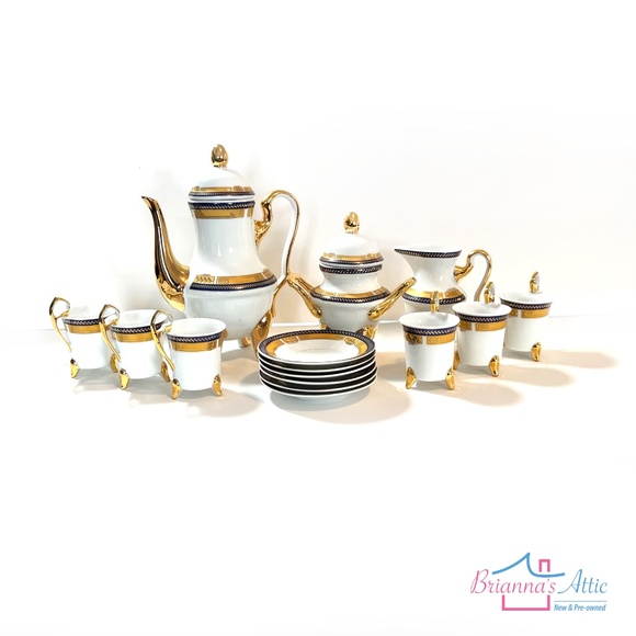 Yau Shing Laurel Shield Vintage Fine Porcelain Espresso/Demitasse Set 15 Piece - Picture 2 of 11